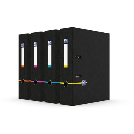 OXFORD Classeur à Levier Etudiants Big File A4XL Dos 80mm 2 Anneaux en D Couverture Carte Pelliculée Coloris Assortis