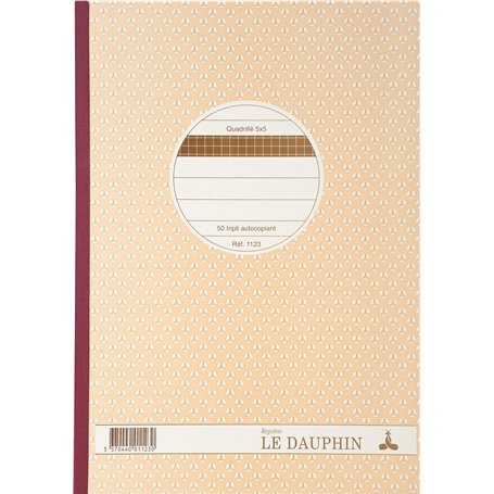 Le Dauphin - Réf. 1123D - 1 manifold - papier autocopiant - quadrillés 5x5 - petits carreaux - triplicata - 50 feuilles - avec p