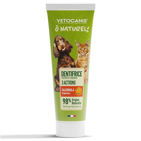VETOCANIS - Dentifrice pour Chien et Chat - Soin Dentaire Triple Action - Tartre