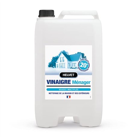 HELVET VINAIGRE BLANC MENAGER 20 Degrés – SUPER CONCENTRE – Gros Format 10L pour le Nettoyage de la Maison et des Extérieurs – P
