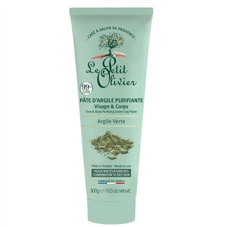 LE PETIT OLIVIER - Pâte D'Argile Purifiante - Argile Verte - Visage & Corps - Purifie - Peaux Mixtes A Grasses - 99% D'Origine N
