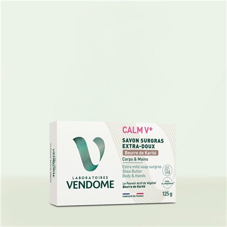 LABORATOIRES VENDÔME - CALM V+ - Savon Surgras Extra-Doux Beurre De Karité - Nettoie & Laisse La Peau Douce - Formule Hypoallerg