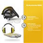 OZAKI - Kit Protection 9102130 - Tronçonnage & Débroussaillage - Casque Anti Bruit 26dB, Ecran De Protection Grillagé Relevable 