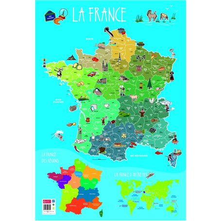 Bouchut Grandremy Salle de classe Poster pedagogique en PVC - 76x52 cm - La France