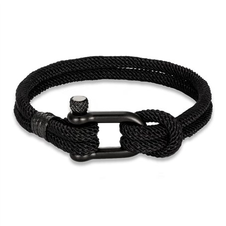 ZENSE - Bracelet manille nautique noir pour homme en corde tressé ZB0370
