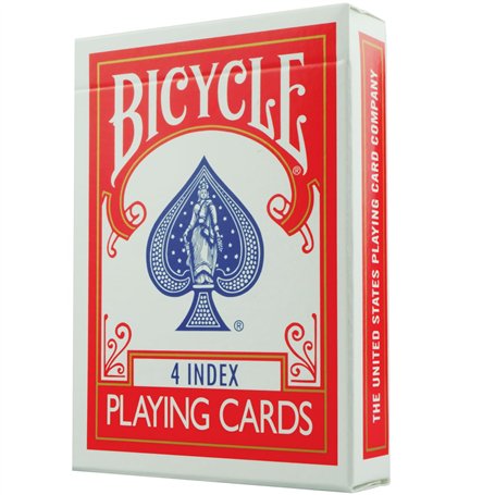 Jeu Bicycle 4 Indices - DOS Rouge - Convient aux droitiers et aux gauchers