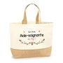 Sac Aide-soignante au top | Cabas de Plage Courses Coton et Toile de Jute Idée Cadeau Femme