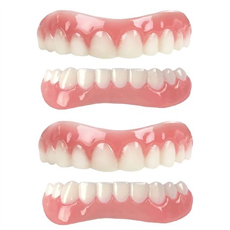 ATFIPAN 2 Pairs-Immédiat Prothèses Dentaires Cosmétiques Silicone Dentier Haut Et Bas Sourire Parfait
