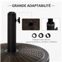 Outsunny Pied de Parasol Rond Base de lestage Ø 48 x 34 cm résine Imitation rotin Poids Net 14 Kg Noir Bronze