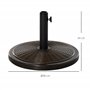 Outsunny Pied de Parasol Rond Base de lestage Ø 48 x 34 cm résine Imitation rotin Poids Net 14 Kg Noir Bronze