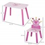 HOMCOM Ensemble Table et chaises Enfant Design Princesse Motif Couronne Bois pin MDF Rose