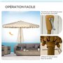 Outsunny Parasol de jardin Parasol droit Parasol inclinable rond Ø 264 cm avec volants tissu polyester haute densité anti-UV mât