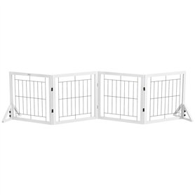 PawHut Barrière de sécurité pour Chien barrière de Protection à 4 Panneaux Pliante clôture pour Animal Domestique en Bois - dim.