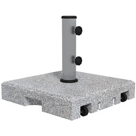 Outsunny Pied de Parasol - Base de lestage en Granit carré pour mât Ø32 Ø38 Ø48 mm 28kg Socle avec 2 roulettes