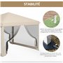 Outsunny Tonnelle Barnum Pliant Pop-up imperméabilisé Style Colonial 3L x 3l x 2,65H m 4 moustiquaires + Sac de Transport Beige 
