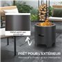 Outsunny Brasero sans fumée Foyer à Bois extérieur Rond Portable en métal avec Pot intérieur en Acier Inoxydable tisonnier poign