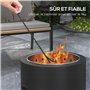 Outsunny Brasero sans fumée Foyer à Bois extérieur Rond Portable en métal avec Pot intérieur en Acier Inoxydable tisonnier poign
