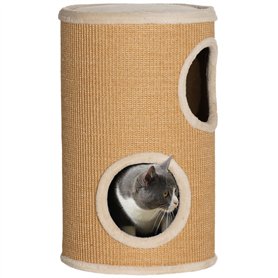 PawHut Tonneau à gratter pour Chat Tour à griffer pour Chat Arbre à Chat à 2 Couches en sisal Naturel pour 1 à 2 Chats