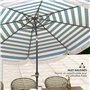 Outsunny Parasol de jardin extérieur parasol inclinable rond Ø2,7 x 2,4 m parasol droit avec ouverture fermeture manivelle, fran