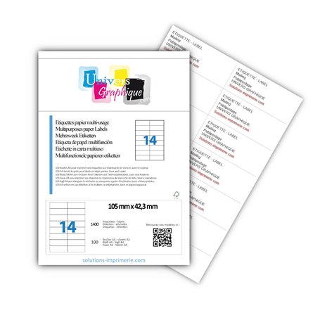 100 planches de 14 étiquette adresse pour publipostage sur WORD imprimante jet d'encre et laser. autocollante pour imprimer adre