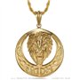 BOBIJOO Jewelry - Imposant Pendentif Tête de Lion Solaire Acier Inoxydable Doré Or Fin + Chaîne