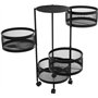 Resserre 4 Paniers Rotatifs Sur Roues En Acier Noir | H 75 Cm X D 30 Cm | Etagère De Rangement Cuisine, Salle De Bain, Bureau...