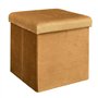HOME DECO FACTORY Coffre Pouf Pliable Rangement Gain de Place Velours Cotele Jaune
