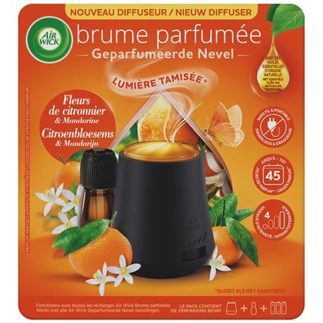 Air Wick Diffuseur Huiles essentielles Brume Parfumée Fleurs de Citronnier & Mandarine - Diffuseur + 1 Recharge