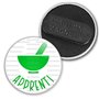 Badgmania Badge Magnétique 3.8cm Apprenti Préparateur en Pharmacie Mortier Vert Fond Blanc Identifiant Pharmacie
