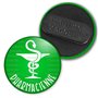 Badgmania Badge Magnétique 3.8cm Pharmacienne Caducée Esculape Blanc Fond Vert Identifiant Pharmacie