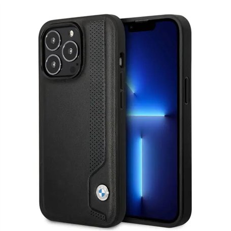 BMW Coque de téléphone pour iPhone 14 Pro Signature Collection en ligne noire et pois