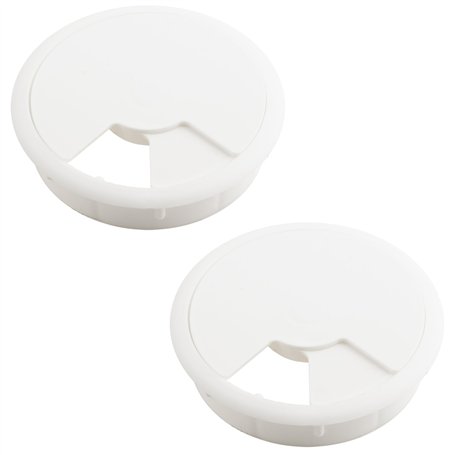 cyclingcolors 2X Passe câble Bureau Table Fil diamètre 80mm encastrable Cordon Prise Ordinateur écran Accessoire ameublement (Bl