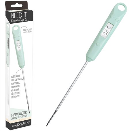 ScrapCooking - Thermomètre Digital Cuisine Pâtisserie Need’it - Compatible Induction - Thermomètre Alimentaire avec Sonde Inox &