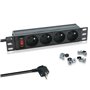WAYTEX 37489 PDU Multiprise Rackable 10 Pouces Bandeau 4 Prises avec Interrupteur pour Coffret