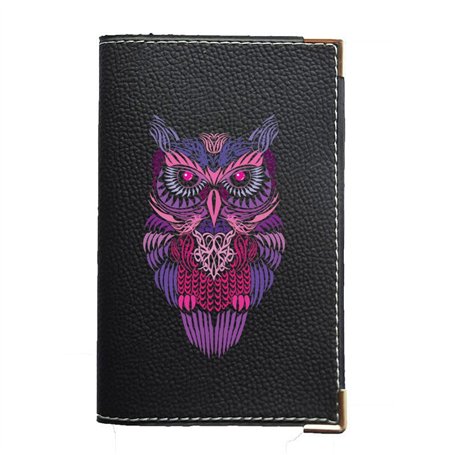 Syl'la Hibou Porte Carte Grise et Papier Voiture en Simili pour Femme ou Homme Noir