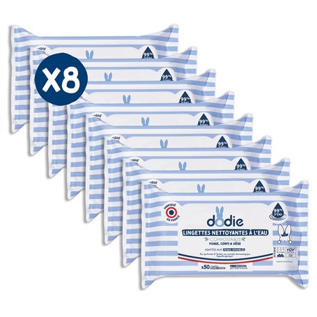 Dodie Lot de 8 Paquets de Lingettes compostables à l'eau x50