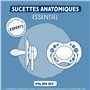 DODIE Lot de 6 Sucettes Anatomiques ESSENTIEL JOUR/NUIT +6 mois BLEU
