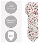 Cravate Liberty Blanche et Rose - Cravate Fleurie Champêtre - Motif à Fleurs Idéal Mariage Thème Nature ou Bohème