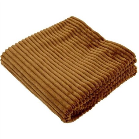 Couverture boudoir - DOMIVA - Caramel - 75 x 100 cm - Velours côtelé
