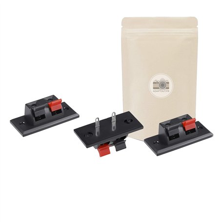 Adaptout X3 Bornier 2 Voies pour Enceinte Haut Parleur Connecteur à Boutons Poussoirs Amplificateur Facade Vissable Adaptateur M