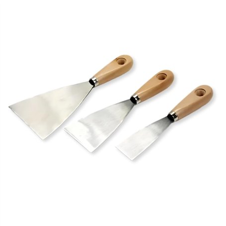 PARENCE.- Lot de 3 Spatules de Bricolage – Acier au Carbone et Manche en Bois | Spatules pour Enduit