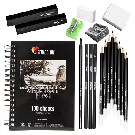 Kit de Dessin Complet - Debutant ou Professionnel - 19 accessoires : 8 Crayon Papier