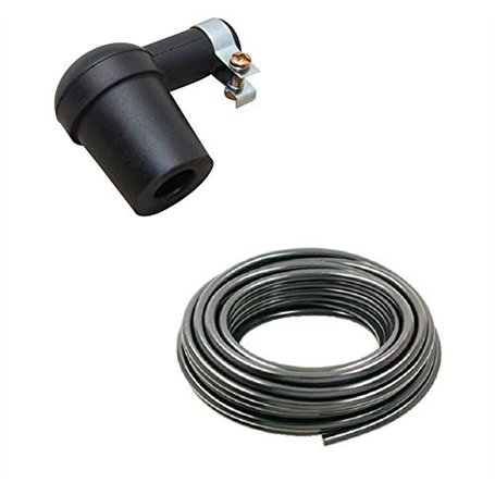 KIT ALLUMAGE UNIVERSEL : FIL A BOUGIE 7MM + ANTIPARASITE MOBYLETTE SCOOTER MOTO TONDEUSE MOTOCULTEUR CAPUCHON DE BOUGIE