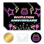 Magik Moments Kit Création Invitation Anniversaire Enfant à Gratter | Thème Néon | 10 Cartes avec Stickers