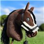 Hobby Horse Ensemble d'accessoires Licol moumoute Noir avec Longe et Bonnet Anti-Insectes Noir ET Blanc pour activité de Hobby H