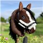 Hobby Horse Ensemble d'accessoires Licol moumoute Noir avec Longe et Bonnet Anti-Insectes Noir ET Blanc pour activité de Hobby H