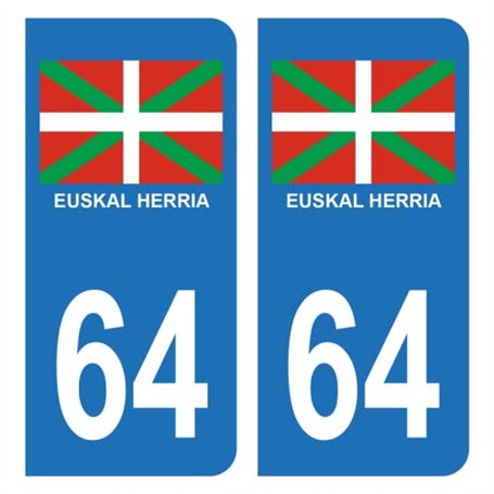 HADEXIA Autocollant Stickers Plaque d'immatriculation Auto Voiture 64 Euskal Herria Pays Basque