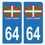HADEXIA Autocollant Stickers Plaque d'immatriculation Auto Voiture 64 Euskal Herria Pays Basque