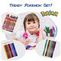 Pokémon - Kit Malette Coloriage Enfants Dessin - Feutres - Crayon de couleurs pour dessiner - Stickers Autocollant - Idée Cadeau