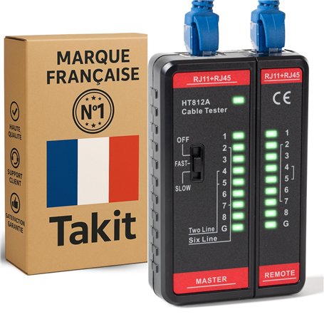 Testeur RJ45 CAT5E à CAT8 - Testeur de Câbles Réseaux Ethernet et Blindage - Marque Française Garantie 5ans